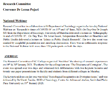 Research Committee Report 20-21
